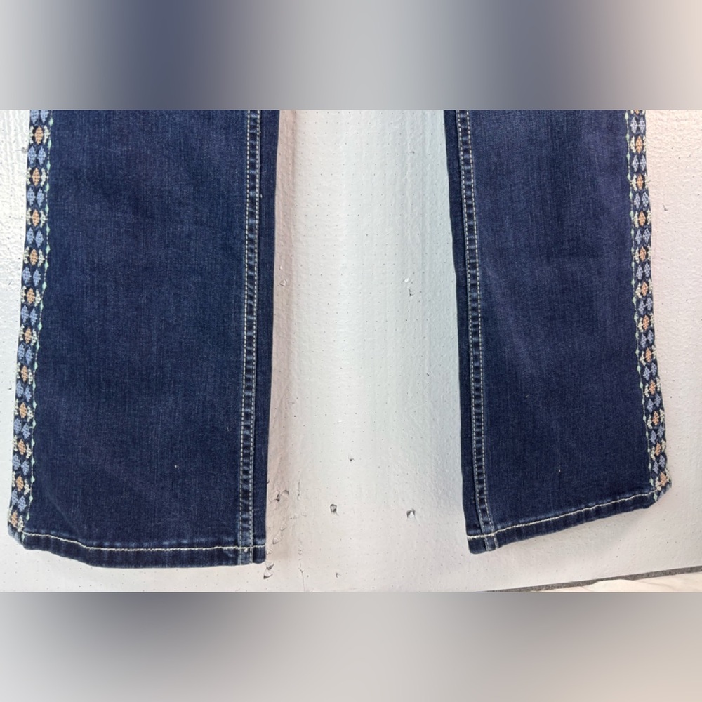 Grace in LA 29x Boho Indigo Embroidered Boot Leg Jeans - Picture 7 of 13